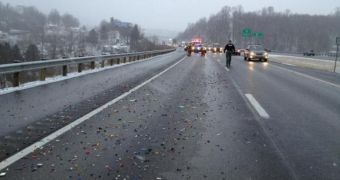 Lane Shut Down on I-79 West Virginia Highway over Spilled Lego Bricks