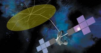 An artist's depiction of the TerreStar-1 satellite deployed in orbit