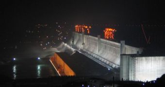 The Three Gorges Dam at night