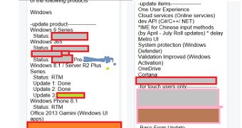 The screenshot allegedly shows Microsoft's future projects