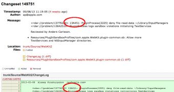 Leak: OS X 10.9 Build 13A451 Appears in Webkit Bug Report