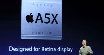 Apple's Phil Schiller discussing the new iPad's A5X chip at the company's March 7 event this year