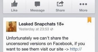 Fake leaked Snapchats Facebook page