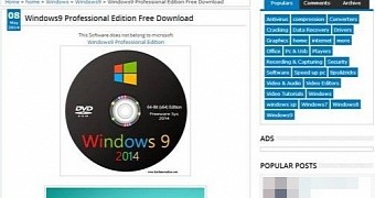 Website offering fake Windows 9 download