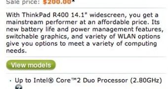 Lenovo ThinkPad R400 listed at $200