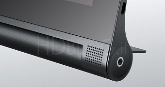 Yoga Windows tablet showing characteristic hinge design