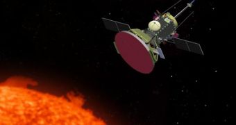 Artistic impression of the Solar Probe in the vicinity of the Sun