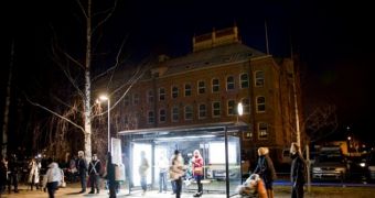 Bus station light therapy panels conceived by Umea Energy