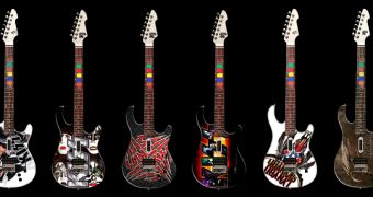 6 of the 16 available guitar models