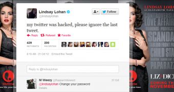 Twitter account of Lindsey Lohan hacked
