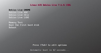 Linux AIO Debian Live menu