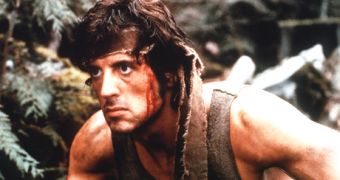 A screenshot from the first Rambo movie