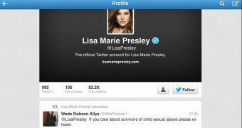 Lisa Marie Presley's Twitter allegedly hacked