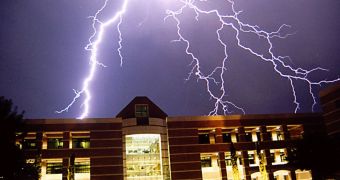 Lightning hitting a library