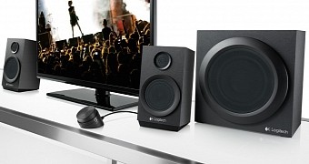 Logitech Z333 Multimedia Speakers in use