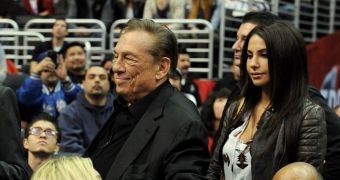 The owner of the LA Clippers Donald Sterling and his girlfriend, V. Stiviano