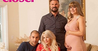 Shayne Lamas with dad Lorenzo Lamas, her husband and step-mother, who is surrogate for them