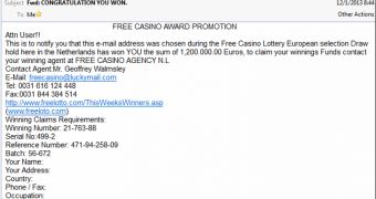 Lottery scam email