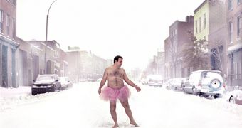 Bob endured the snow in a pink tutu just to make his wife laugh