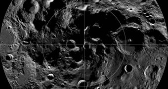 This LRO image of the lunar south pole reveals permanently-concealed craters that hold water-ice