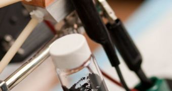 A sample of 'Cambridge crude' — a black, gooey substance that can power a highly efficient new type of battery