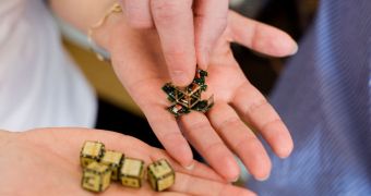 To test their algorithm, the researchers designed and built a system of 'smart pebbles' - cubes about 10 millimeters on each edge, with processors and magnets built in