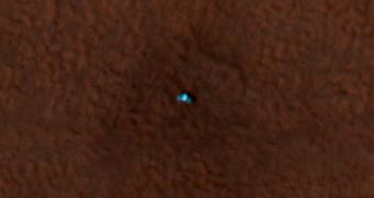Image of the Phoenix Mars Lander taken by the MRO from orbit