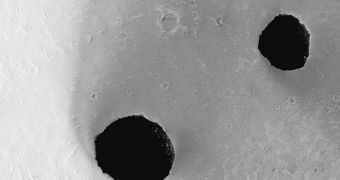 These are the two potential caves MRO and Odyssey saw on the surface of Mars