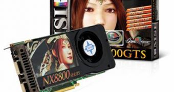 The MSI NX8800GTS video card features the updated 8800GTS G92 GPU