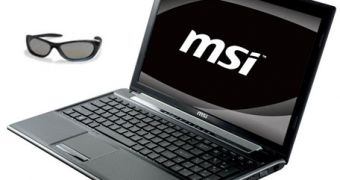 MSI FR600 3D notebook with passive 3D glasses