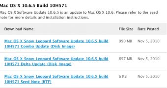 Mac OS X 10.6.5 build 10H571 seeded to developers