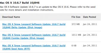 Apple's Developer channel lists availability of a new OS X 10.6.7 seed
