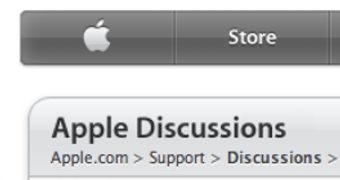 Apple Discussions forum header (screenshot)