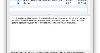 Apple Software Update shows the availability of a new Snow Leopard seed to OS X 10.6 Beta testers