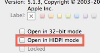 'Open in HiDPI mode' option