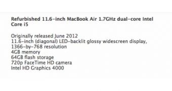 MacBook Air refurb listing