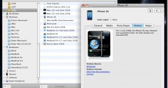 Mactracker example - iPhone 3G added to database