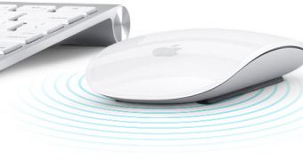 A picture of the Apple Magic Mouse introduced last month along with new iMac models. The image depicts the peripheral’s wireless capabilities