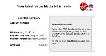 Fake Virgin Media bill