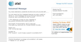 Fake AT&T emails carry malware (click to see full)