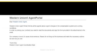 Malware Alert: Western Union Agent Portal Notifications