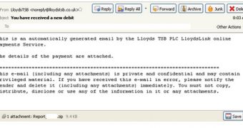 Fake Lloyds TSB emails carry malware