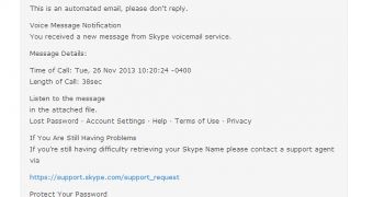 Fake Skype voicemail notification (click to see full)