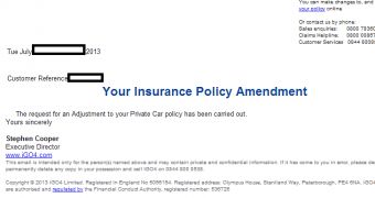 Fake car insurance email