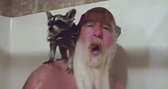 The man became an Internet sensation after videos of him showering with a raccoon were uploaded on YouTube