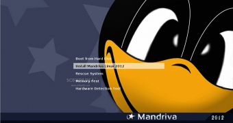 Mandriva Linux 2012 Alpha boot screen