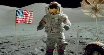 Commander of the Apollo 17 mission walking on the moon