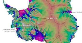 This is the first map of ice velocity over the entire continent of Antarctica
