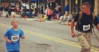 Marine lets boy get in front of him in race
