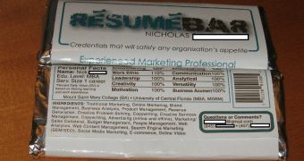 Applicant sends out chocolate bar resume